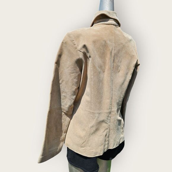 Massini Neutral Ivory Beige Leather Trench Medium - Picture 6 of 14